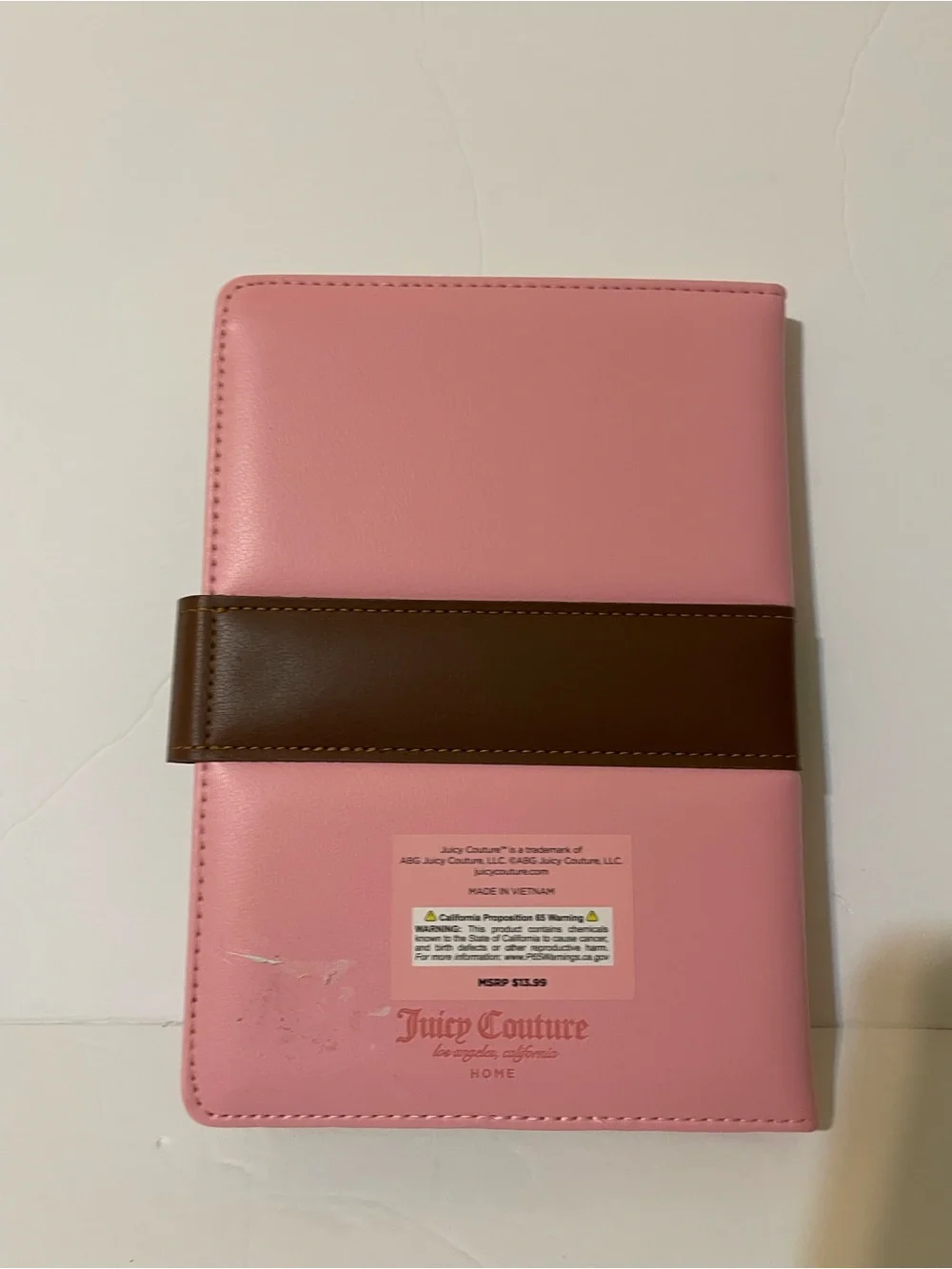 Juicy Couture Pink/Brown Leather Journal w/Scotty Dogs & Snap Closure - NWT **